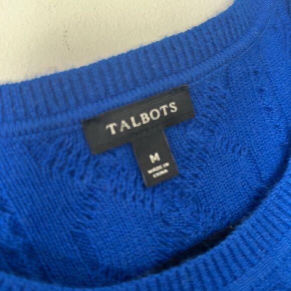 Talbots Cable Knit Lambswool Blue Sweater M - Picture 5 of 6